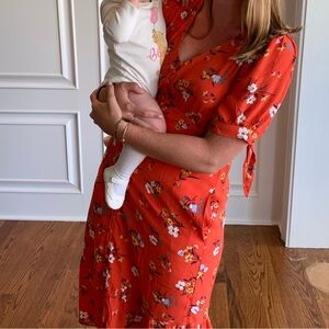 Maeve Red Floral Midi Dress